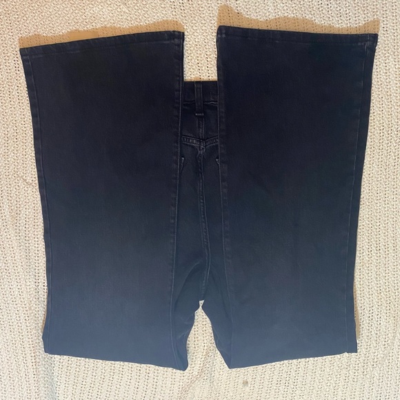 Women's High-Rise Flare Jeans - Universal Thread Black Wash 12 Short - Picture 5 of 8